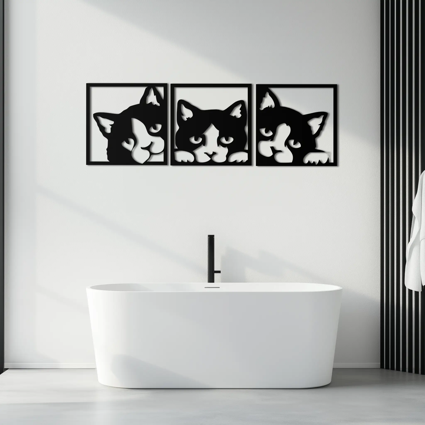 Curious Cats Metal Wall Art - Modern Minimalist Feline Decor - KAF051 by Enova Art