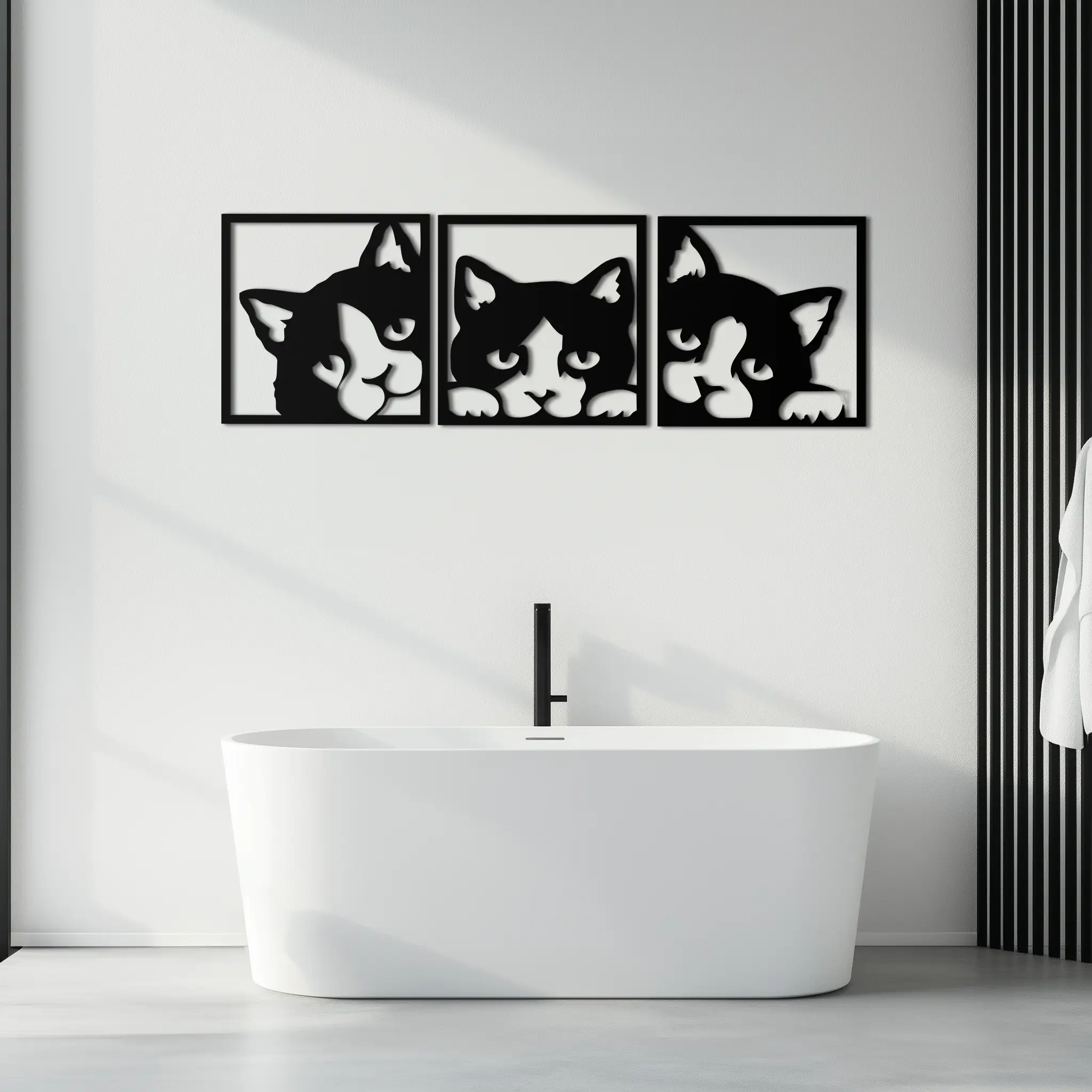 Curious Cats Metal Wall Art - Modern Minimalist Feline Decor - KAF051 by Enova Art