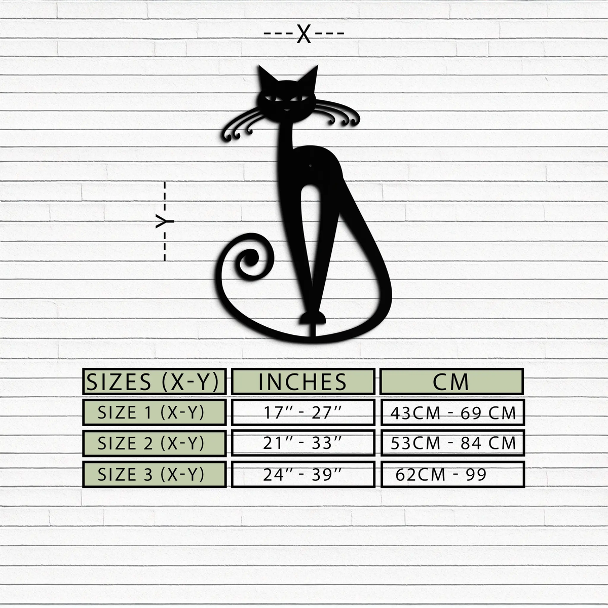 Elegant Cat Metal Wall Art - Geometric Black Metal Wall Sculpture - KAF052 by Enova Art