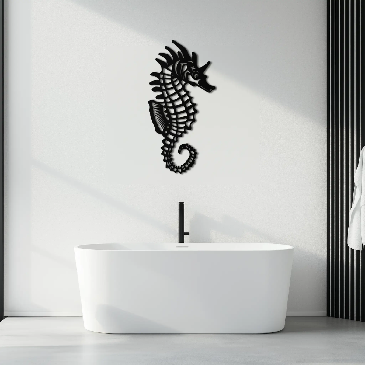 Elegant Seahorse Metal Wall Art - Ocean-Inspired Minimalist Decor - KAF057 by Enova Art