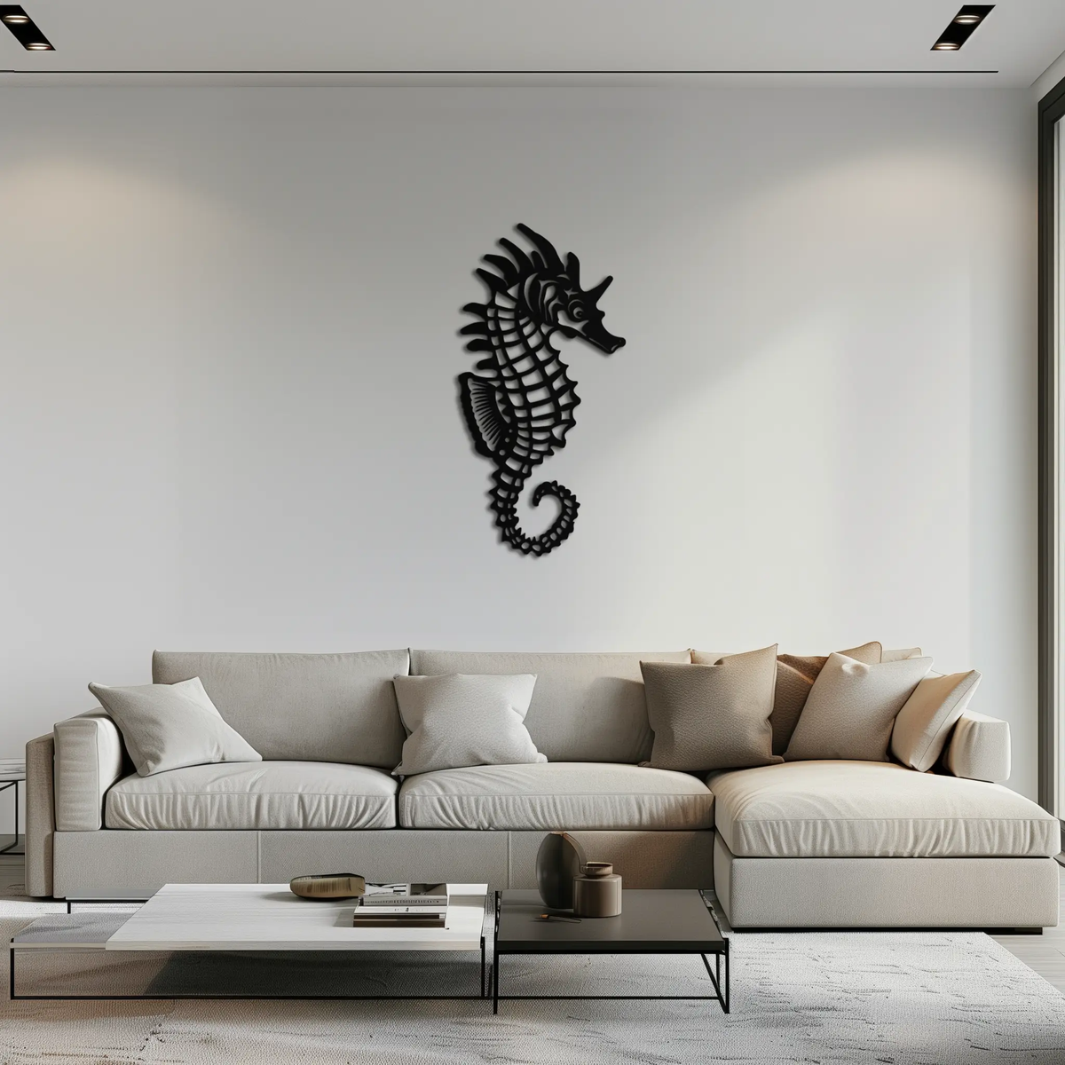Elegant Seahorse Metal Wall Art - Ocean-Inspired Minimalist Decor - KAF057 by Enova Art