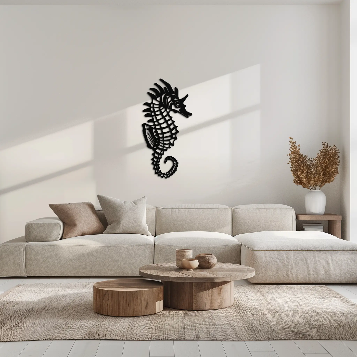 Elegant Seahorse Metal Wall Art - Ocean-Inspired Minimalist Decor - KAF057 by Enova Art