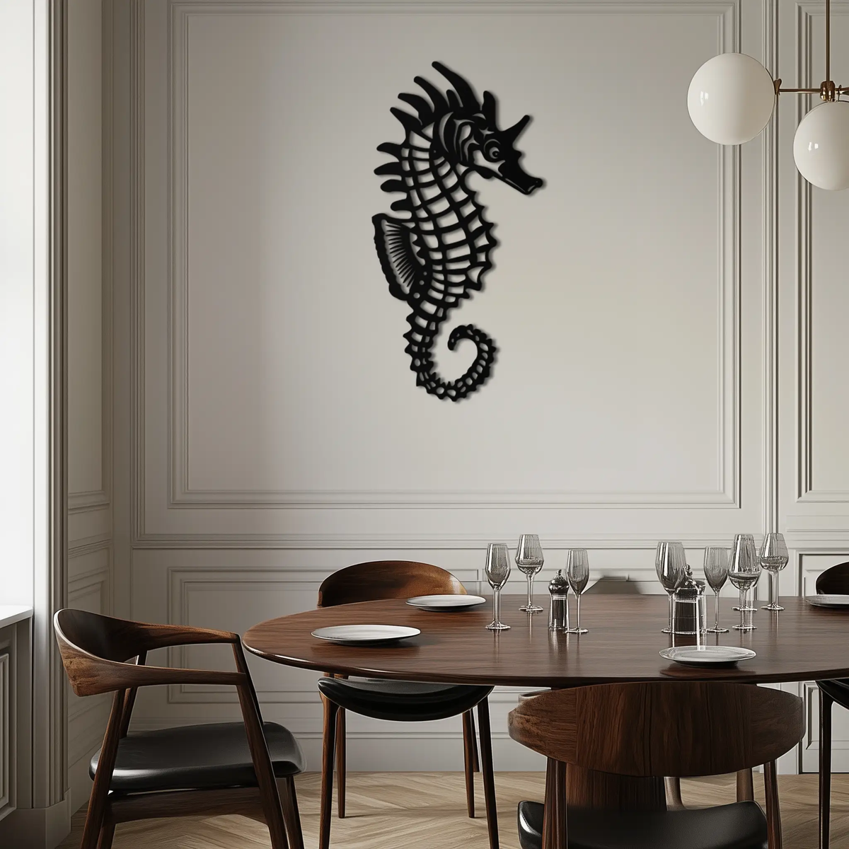 Elegant Seahorse Metal Wall Art - Ocean-Inspired Minimalist Decor - KAF057 by Enova Art