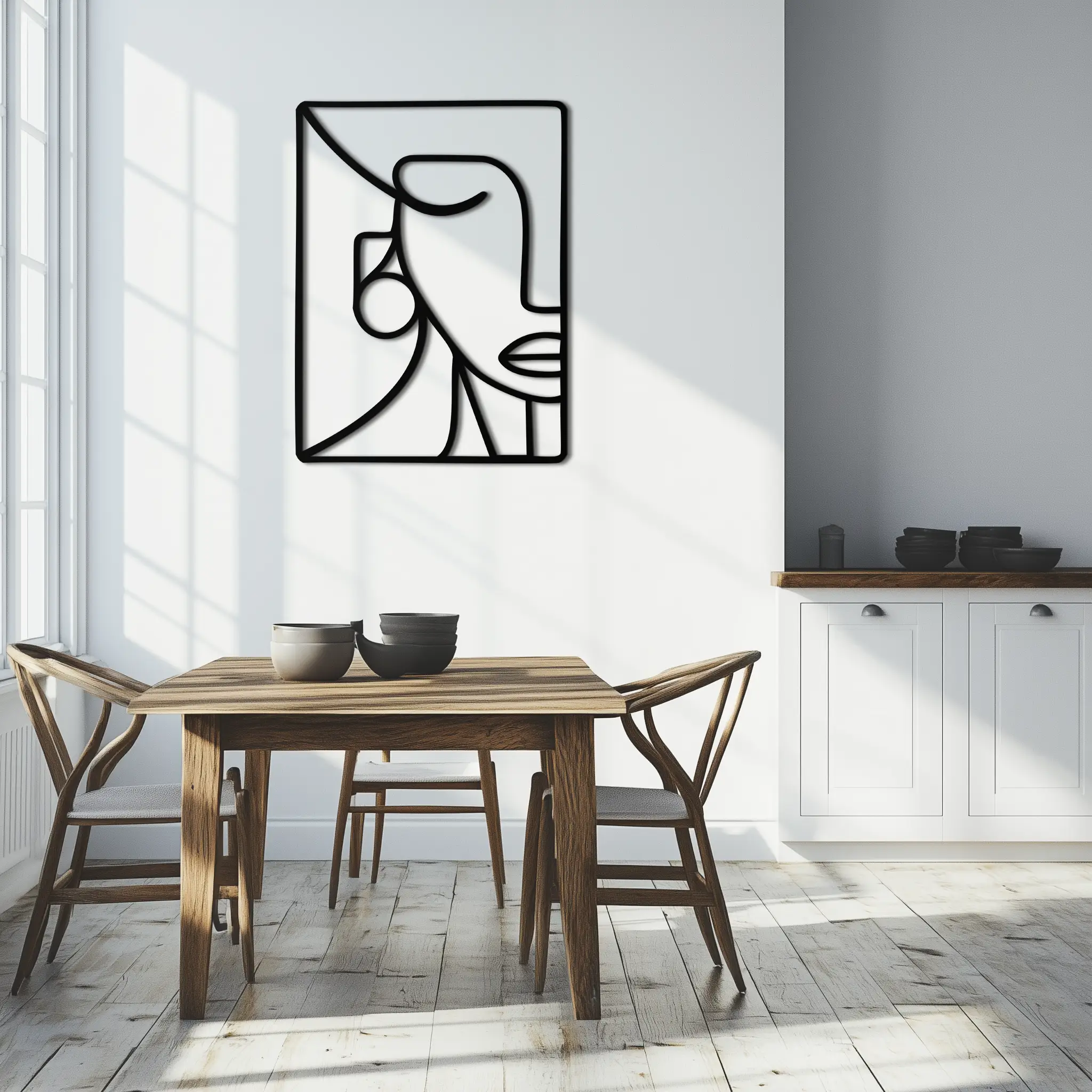 Abstract Face Metal Wall Art - Modern Minimalist Steel Decor - KAF063 by Enova Art