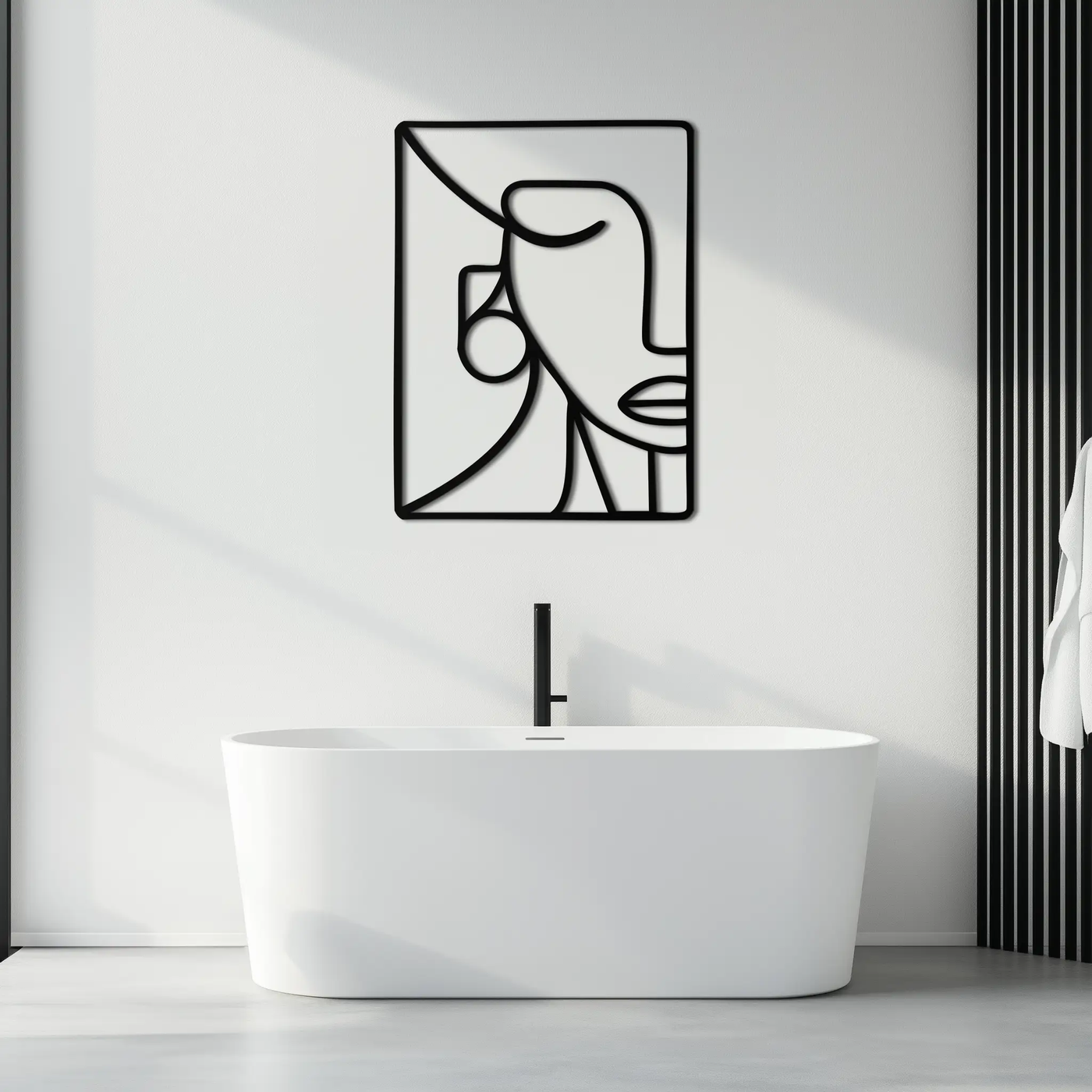 Abstract Face Metal Wall Art - Modern Minimalist Steel Decor - KAF063 by Enova Art
