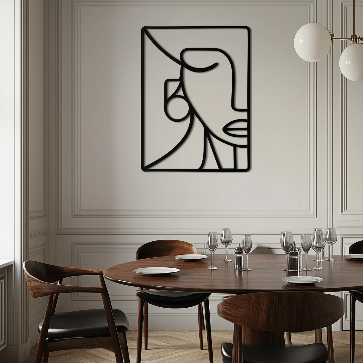 Abstract Face Metal Wall Art - Modern Minimalist Steel Decor - KAF063 by Enova Art