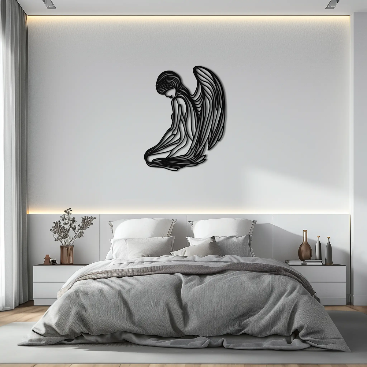 Ethereal Angel Metal Wall Art - Elegant and Serene Decorative Piece - KAF067 by Enova Art