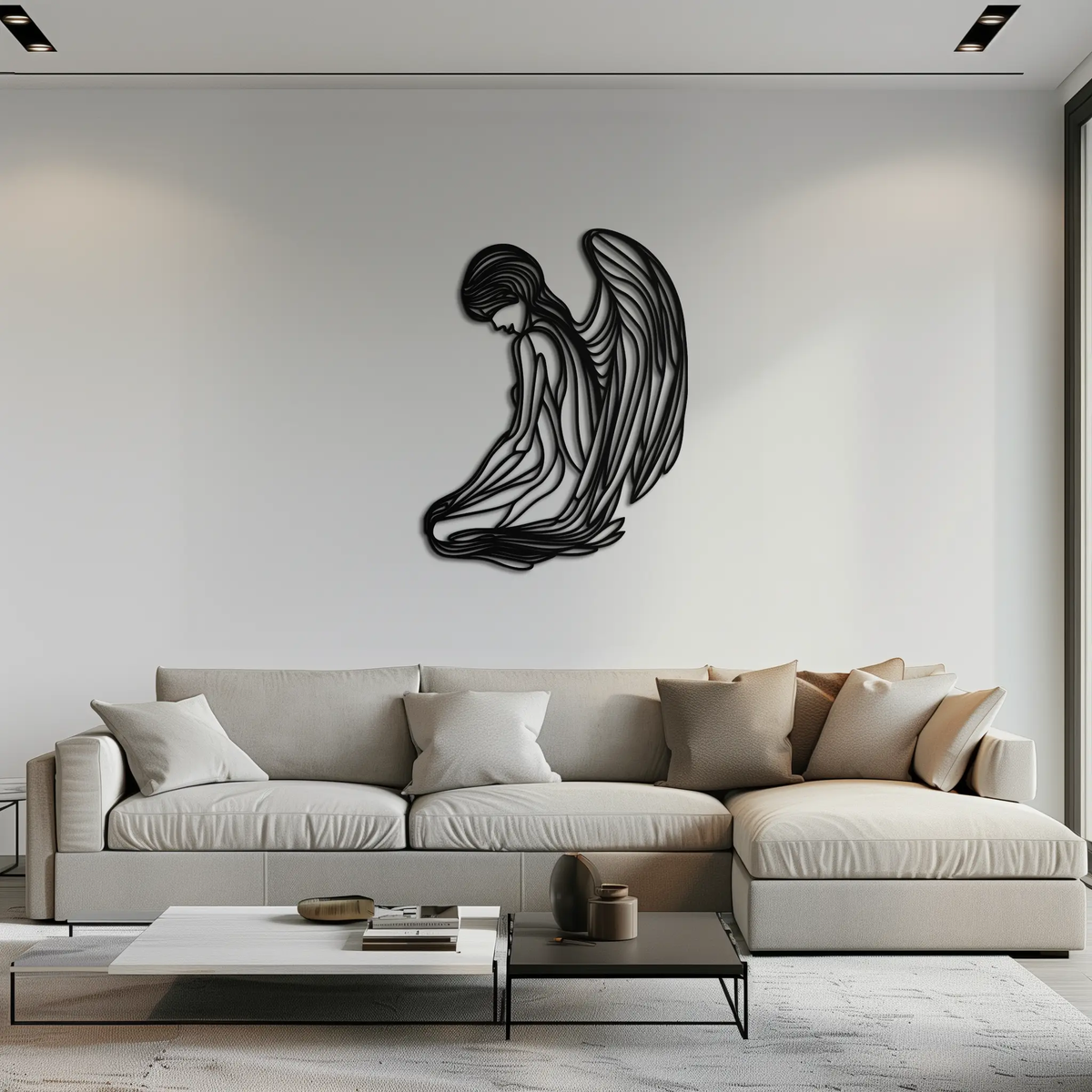 Ethereal Angel Metal Wall Art - Elegant and Serene Decorative Piece - KAF067 by Enova Art