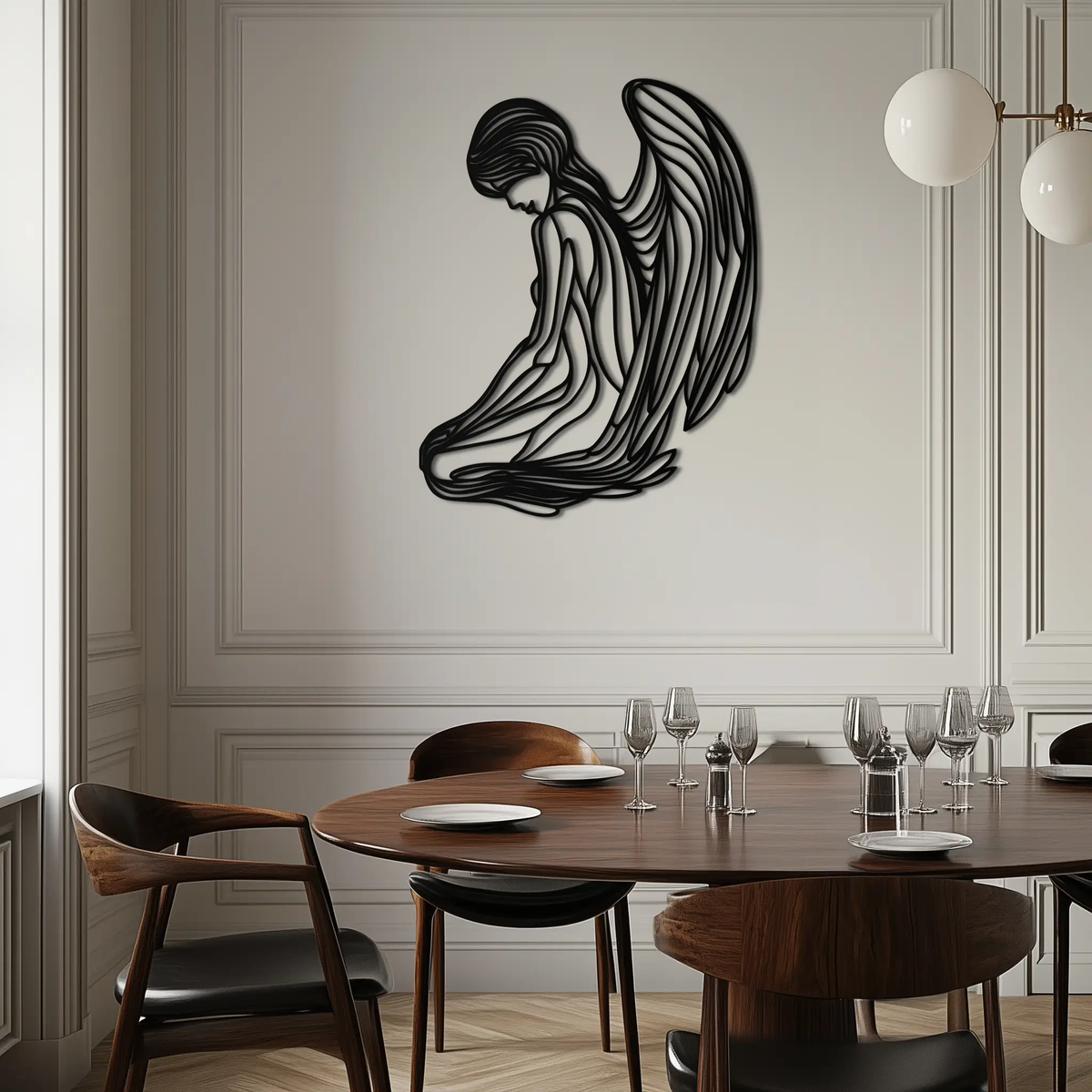 Ethereal Angel Metal Wall Art - Elegant and Serene Decorative Piece - KAF067 by Enova Art