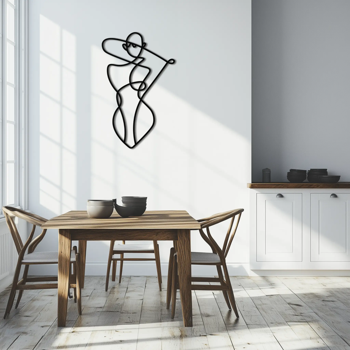 Minimalist Abstract Female Form Metal Wall Art – Modern Line Art Sculpture - KAF069 by Enova Art