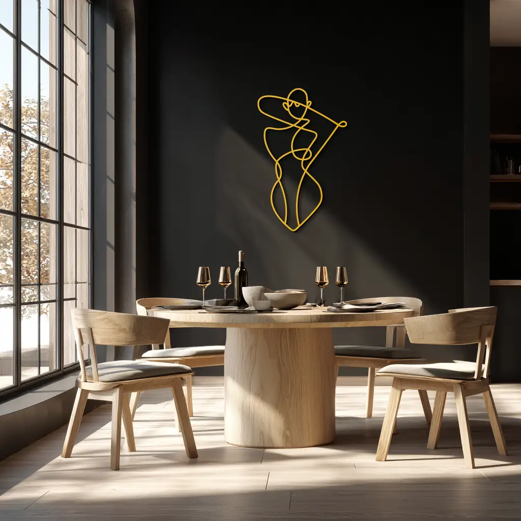 Minimalist Abstract Female Form Metal Wall Art – Modern Line Art Sculpture - KAF069 by Enova Art