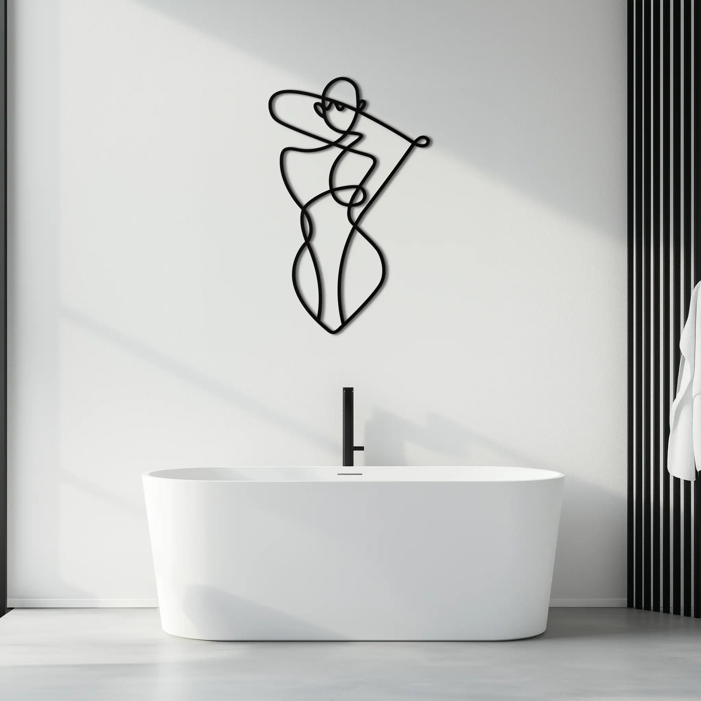 Minimalist Abstract Female Form Metal Wall Art – Modern Line Art Sculpture - KAF069 by Enova Art