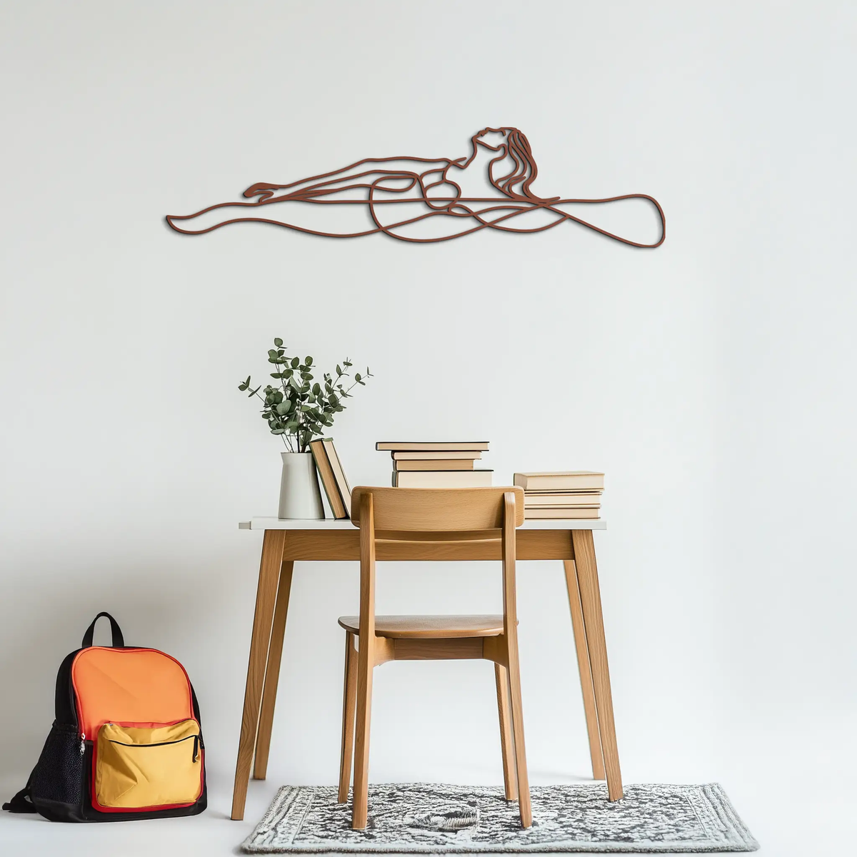 Reclining Woman Metal Wall Art - Minimalist Line Art Decor - KAF079 by Enova Art