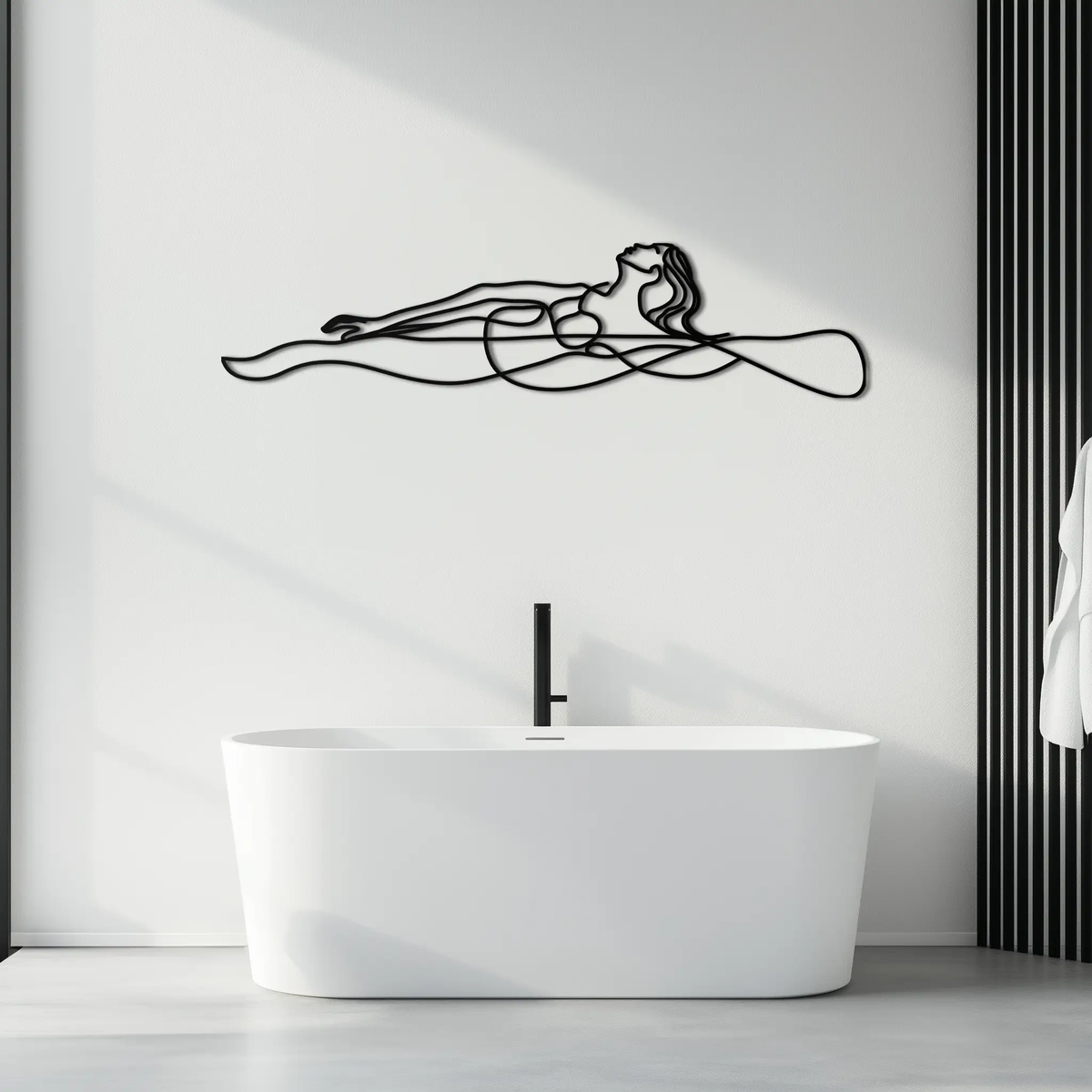 Reclining Woman Metal Wall Art - Minimalist Line Art Decor - KAF079 by Enova Art