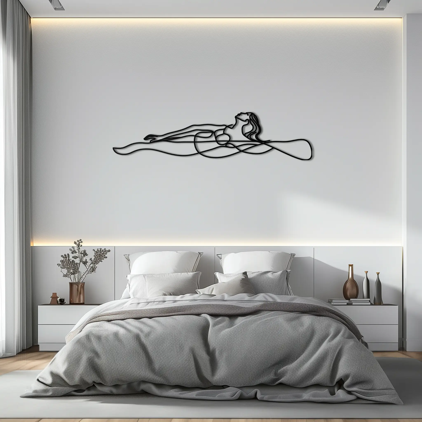Reclining Woman Metal Wall Art - Minimalist Line Art Decor - KAF079 by Enova Art