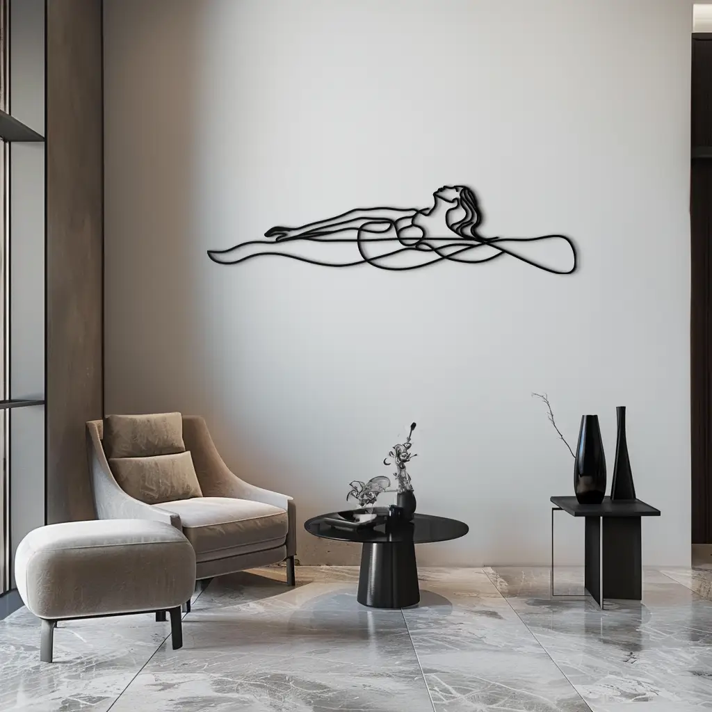 Reclining Woman Metal Wall Art - Minimalist Line Art Decor - KAF079 by Enova Art