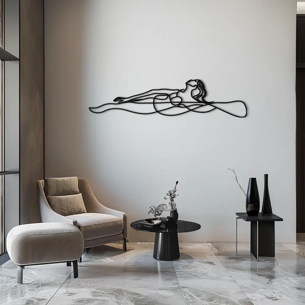 Reclining Woman Metal Wall Art - Minimalist Line Art Decor - KAF079