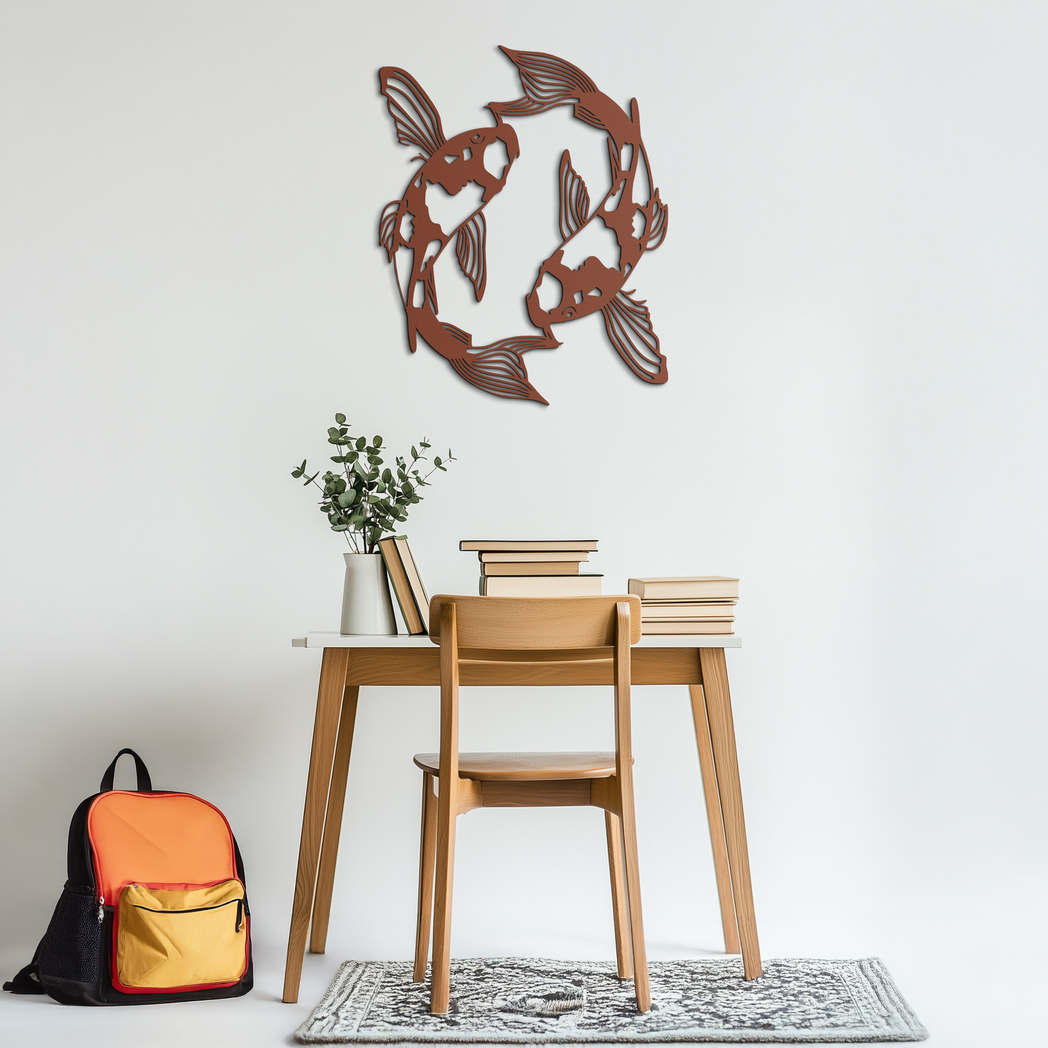 Koi Fish Yin Yang Metal Wall Art - Zen Inspired Steel Wall Decor - KAF083 by Enova Art