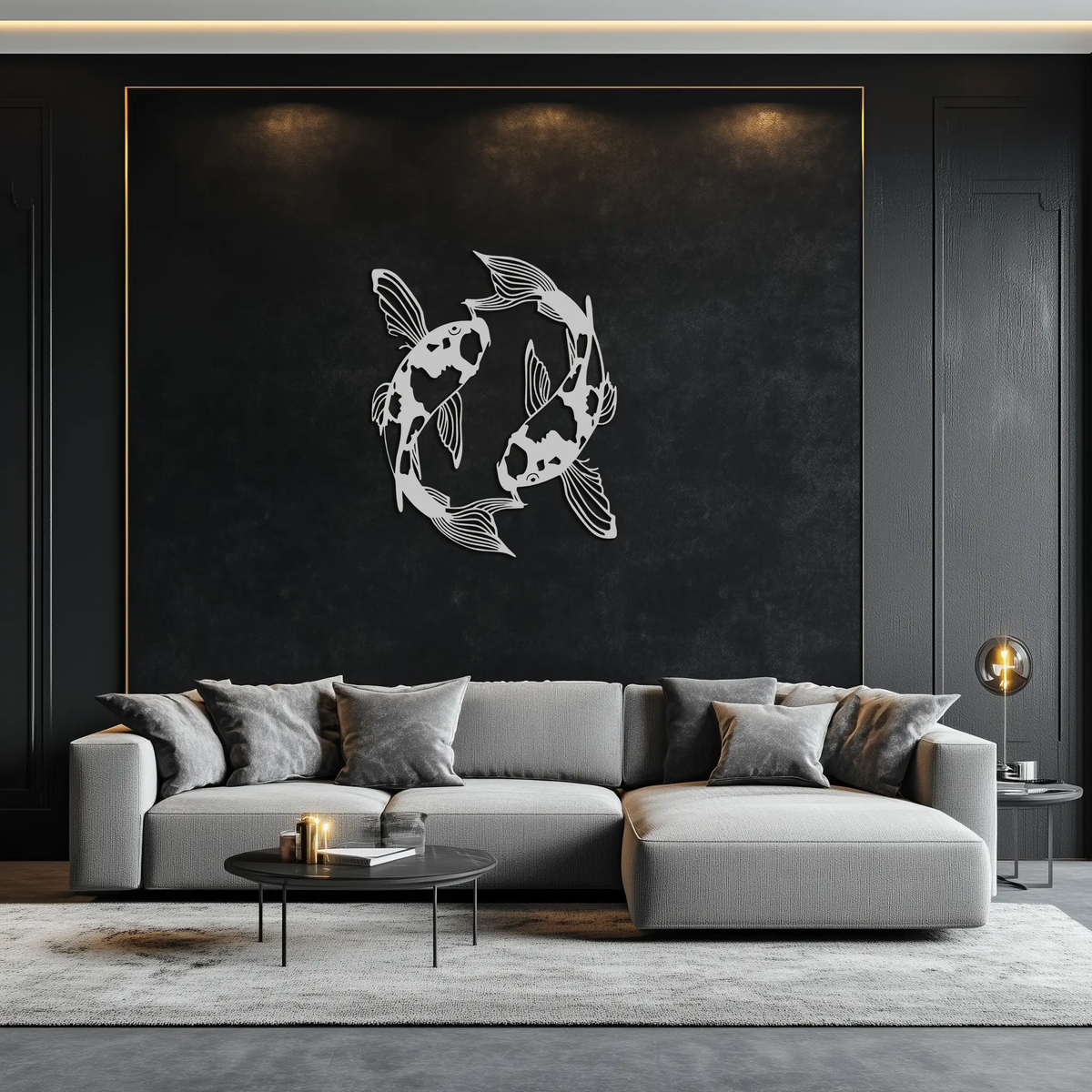 Koi Fish Yin Yang Metal Wall Art - Zen Inspired Steel Wall Decor - KAF083 by Enova Art