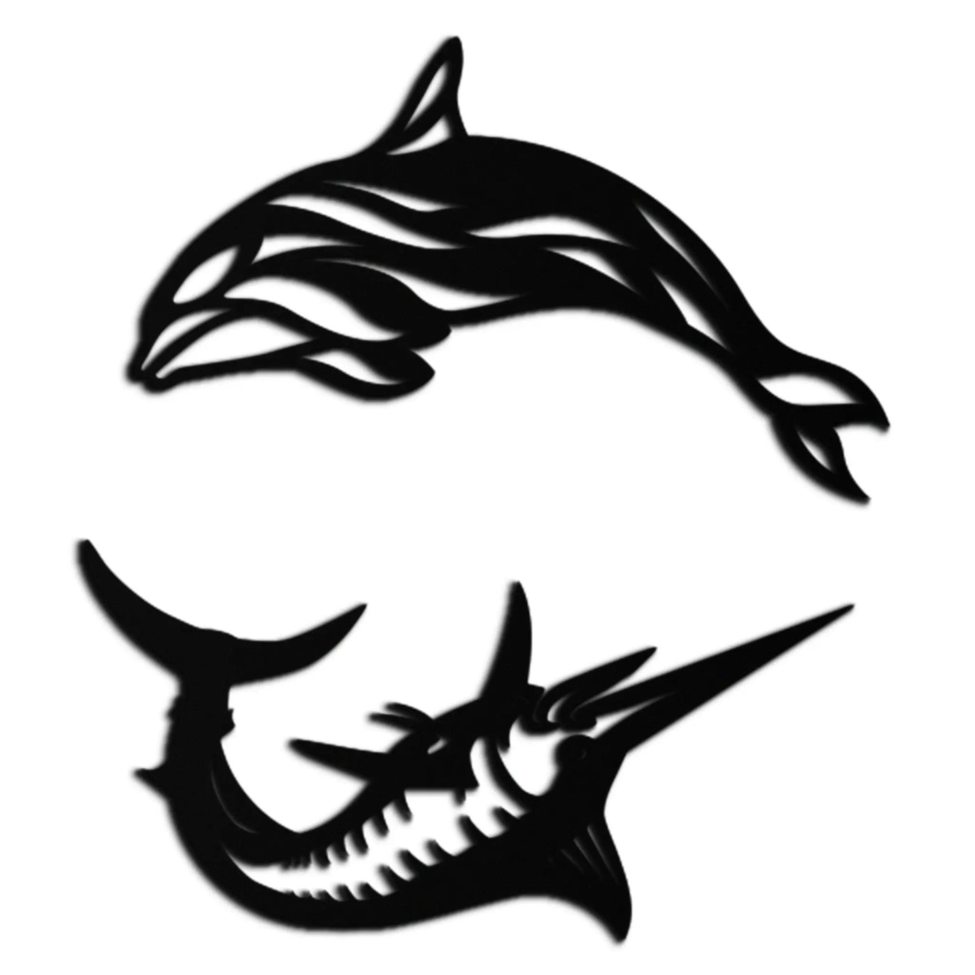 Dolphin & Marlin Metal Wall Art - Ocean-Inspired Modern Steel Decor - KAF084 by Enova Art