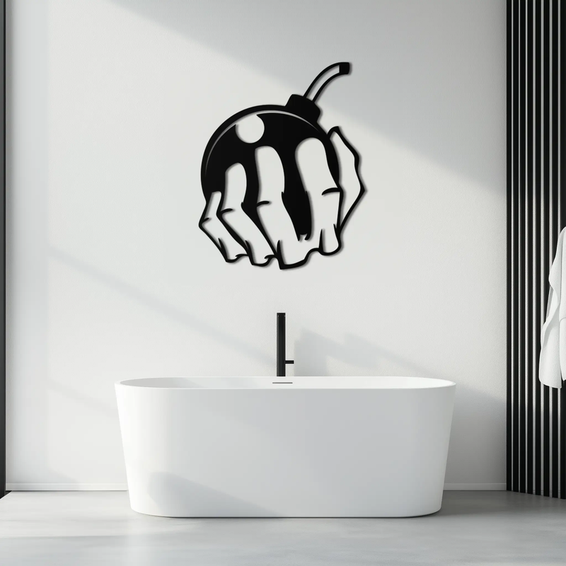 Bomb Hand Metal Wall Art - Edgy Modern Steel Decor - KAF085 by Enova Art