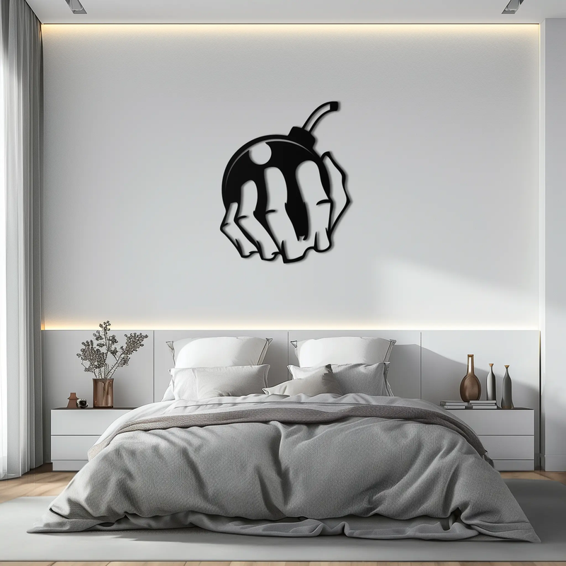 Bomb Hand Metal Wall Art - Edgy Modern Steel Decor - KAF085 by Enova Art