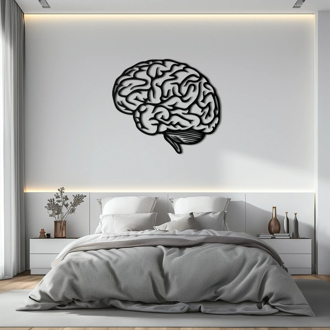 Brain Metal Wall Art - Modern Abstract Steel Wall Decor - KAF086 by Enova Art