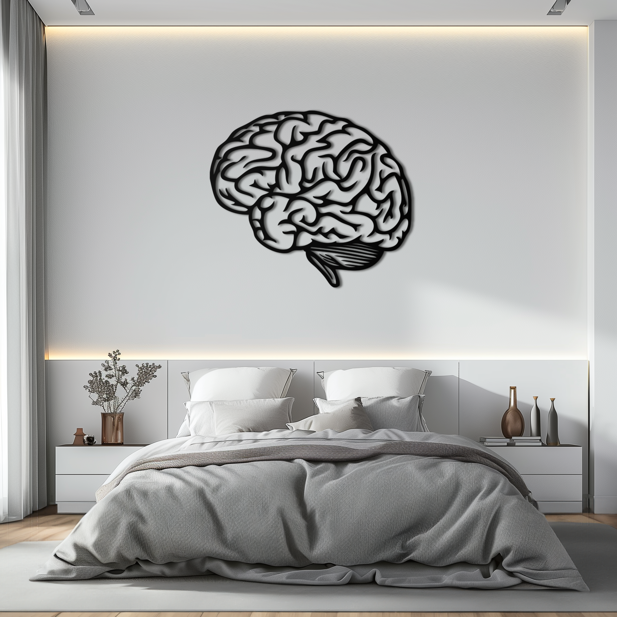Brain Metal Wall Art - Modern Abstract Steel Wall Decor - KAF086 by Enova Art