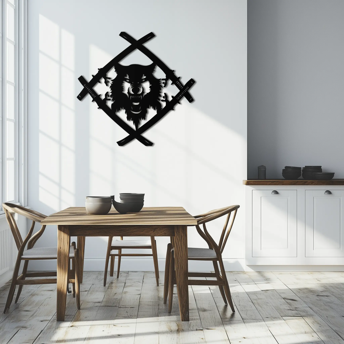 Samurai Wolf Metal Wall Art - Unique Warrior-Inspired Steel Decor - KAF087 by Enova Art