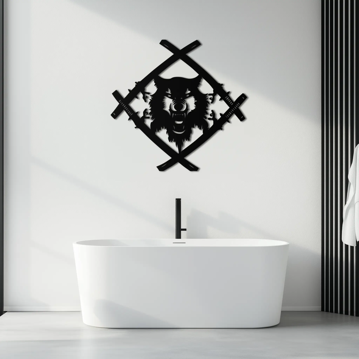 Samurai Wolf Metal Wall Art - Unique Warrior-Inspired Steel Decor - KAF087 by Enova Art