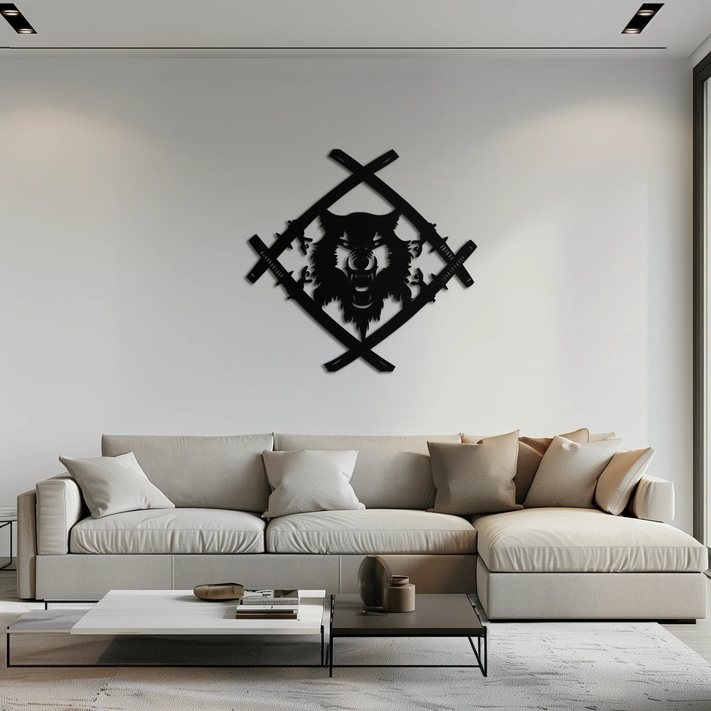 Samurai Wolf Metal Wall Art - Unique Warrior-Inspired Steel Decor - KAF087 by Enova Art