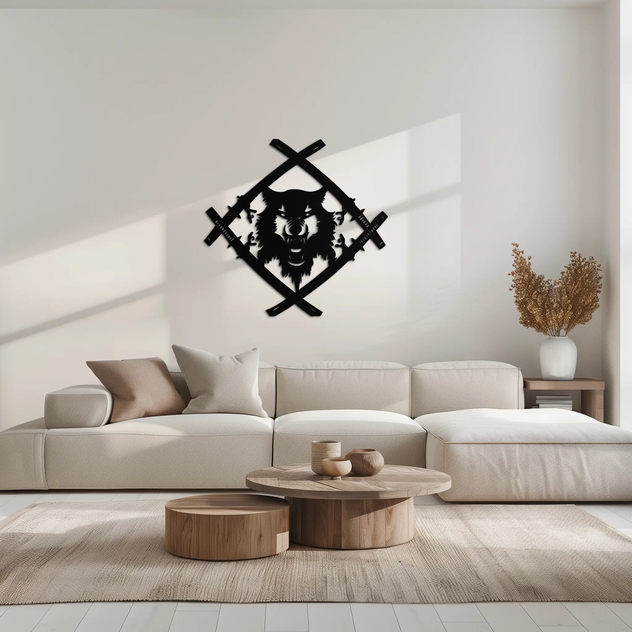Samurai Wolf Metal Wall Art - Unique Warrior-Inspired Steel Decor - KAF087 by Enova Art
