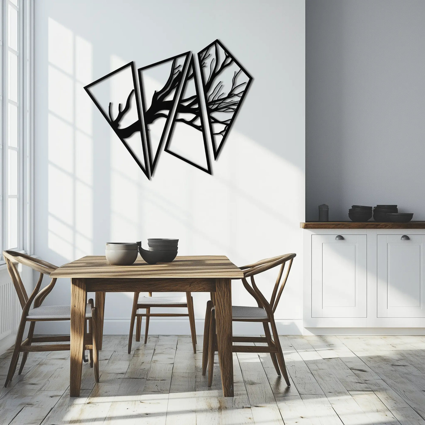 Abstract Tree Branch Metal Wall Art - Modern Geometric Steel Decor - KAF088 by Enova Art