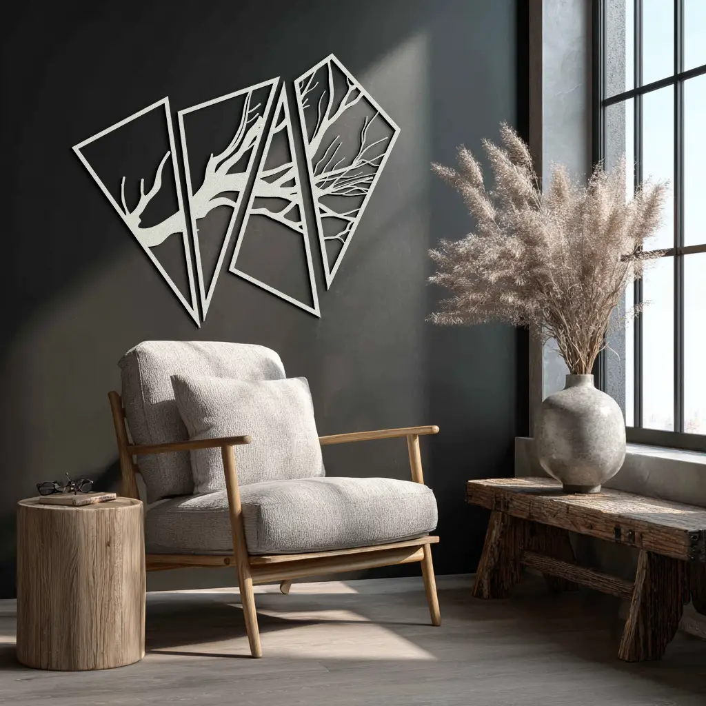 Abstract Tree Branch Metal Wall Art - Modern Geometric Steel Decor - KAF088 by Enova Art