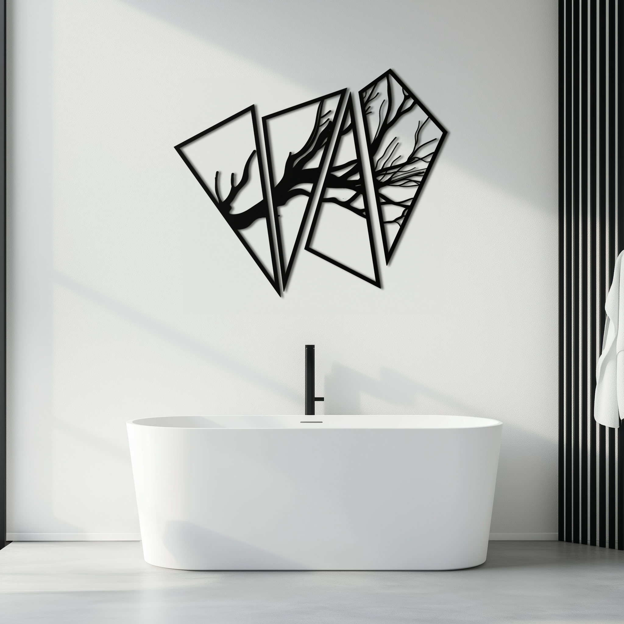 Abstract Tree Branch Metal Wall Art - Modern Geometric Steel Decor - KAF088 by Enova Art