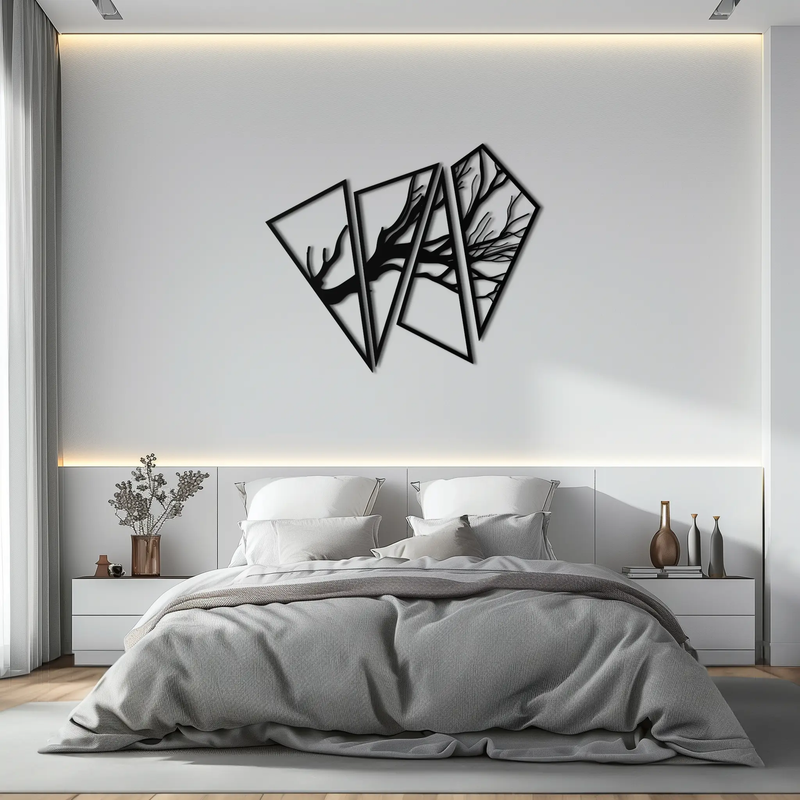 Abstract Tree Branch Metal Wall Art - Modern Geometric Steel Decor - KAF088 by Enova Art