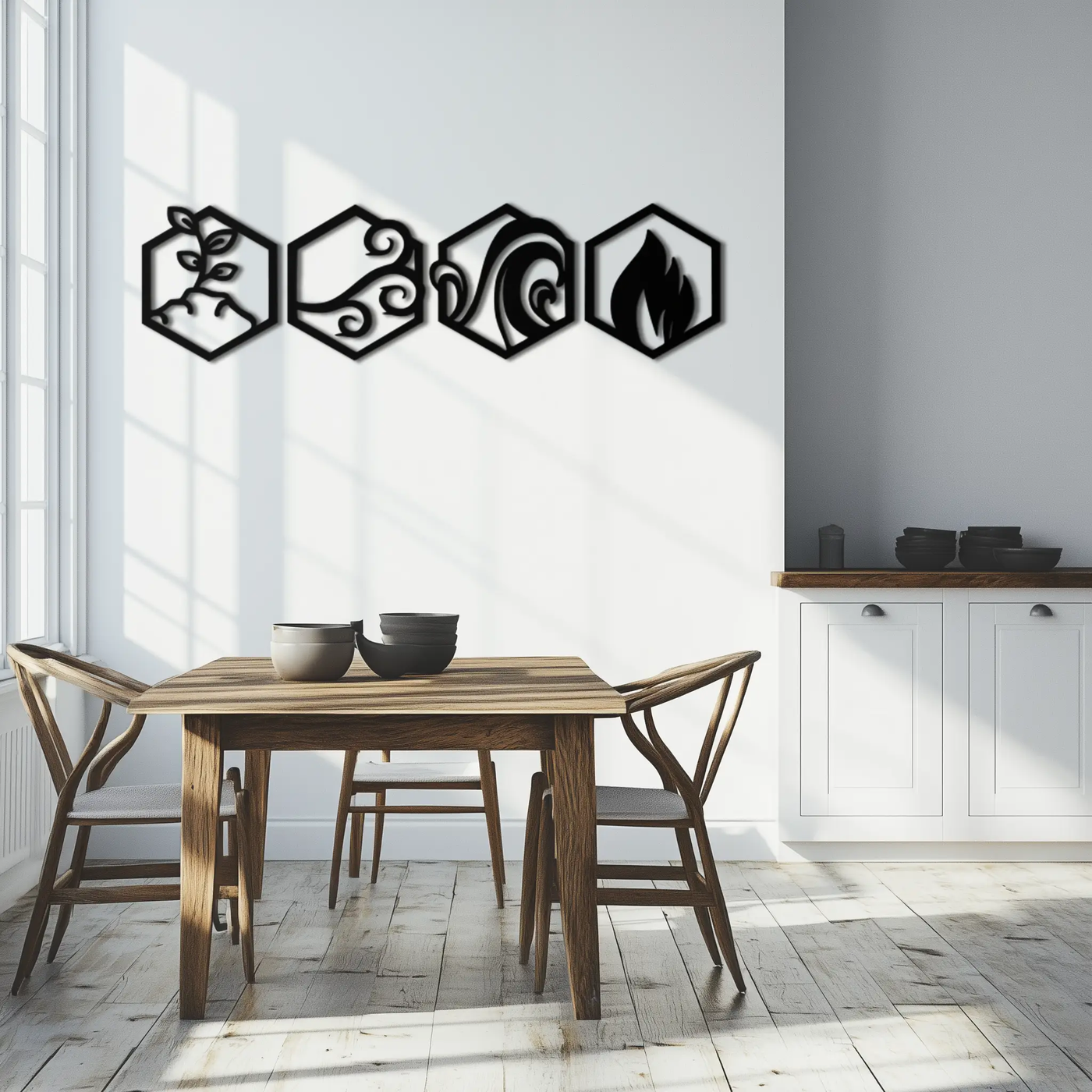 Four Elements Metal Wall Art - Modern Elemental Symbol Decor - KAF090 by Enova Art