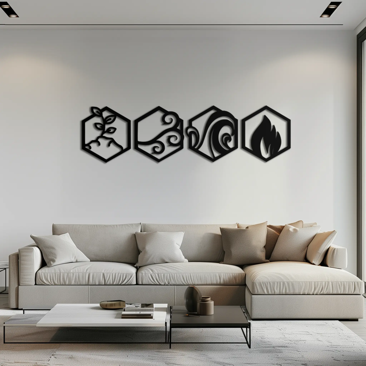 Four Elements Metal Wall Art - Modern Elemental Symbol Decor - KAF090 by Enova Art
