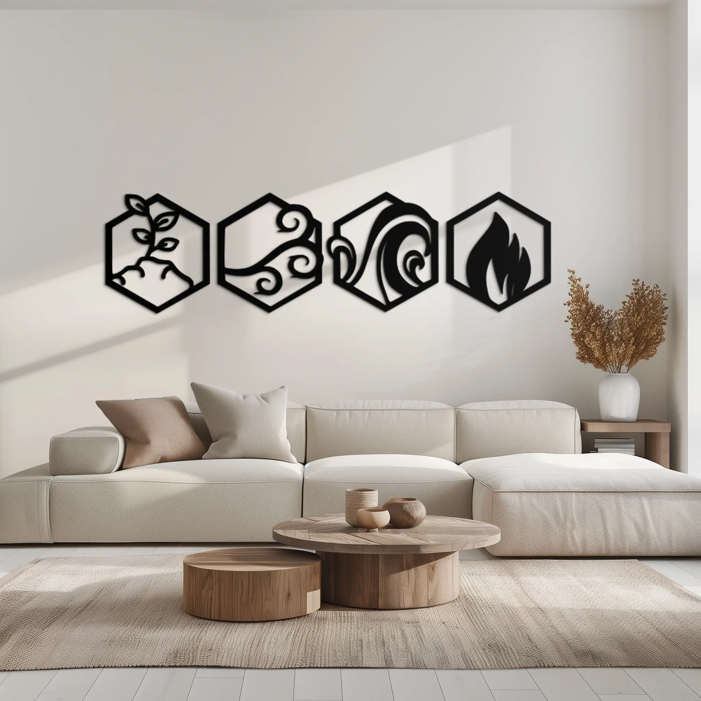 Four Elements Metal Wall Art - Modern Elemental Symbol Decor - KAF090 by Enova Art