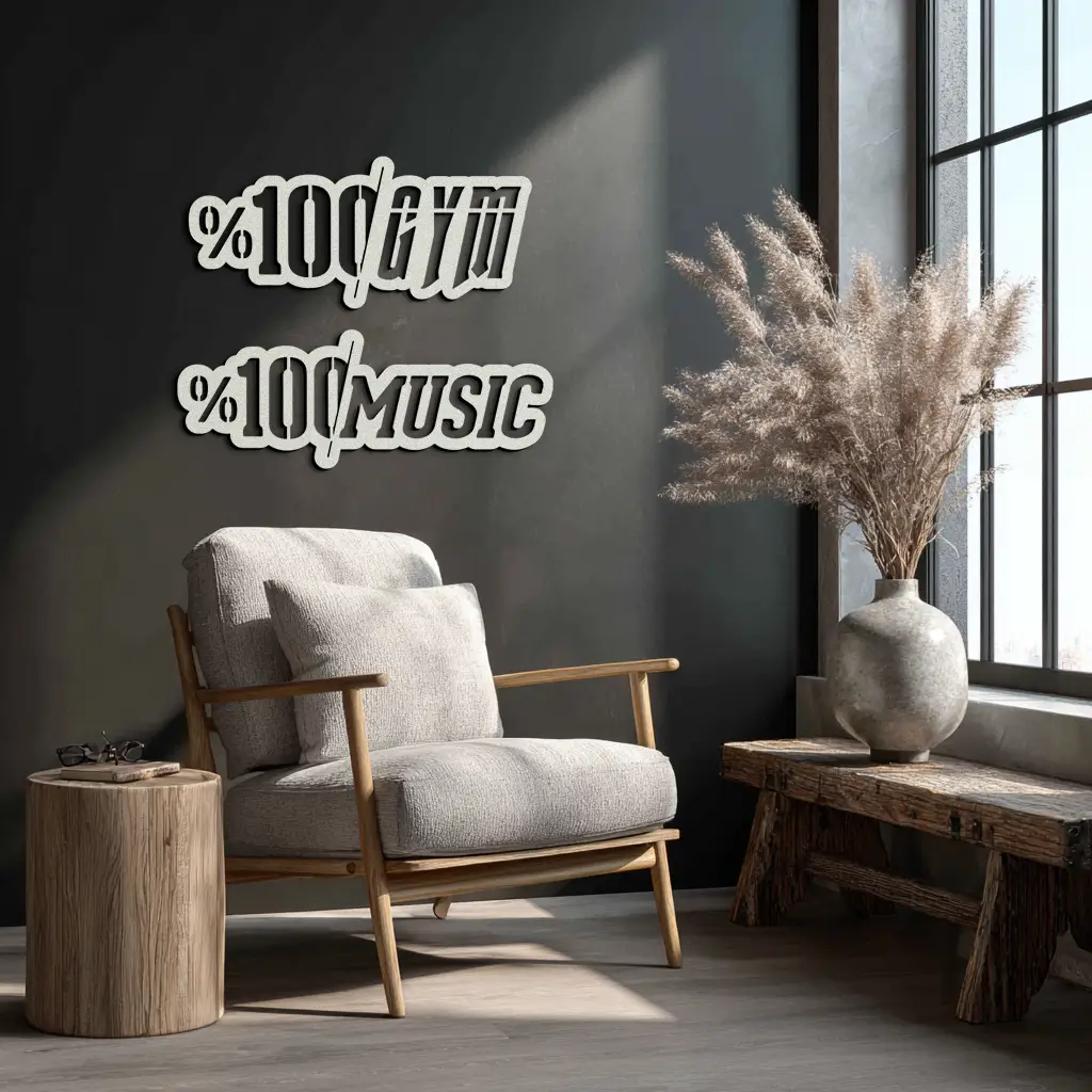 %100 Gym & Music Metal Wall Art - Fitness & Music Enthusiast Decor - KAF091 by Enova Art