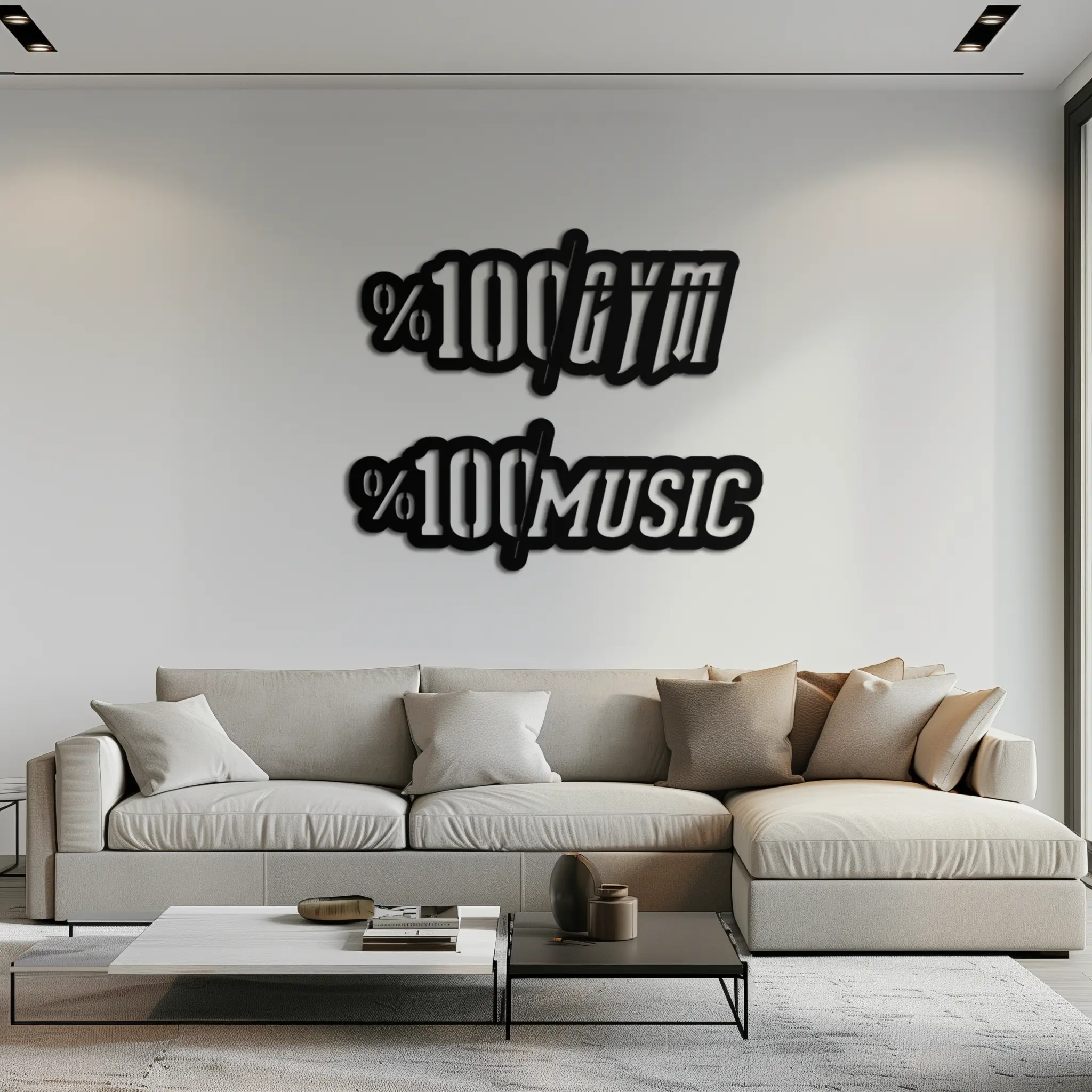 %100 Gym & Music Metal Wall Art - Fitness & Music Enthusiast Decor - KAF091 by Enova Art