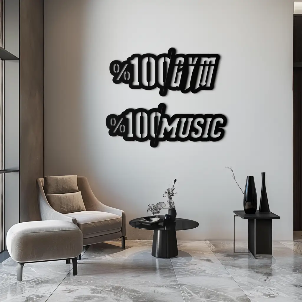%100 Gym & Music Metal Wall Art - Fitness & Music Enthusiast Decor - KAF091 by Enova Art