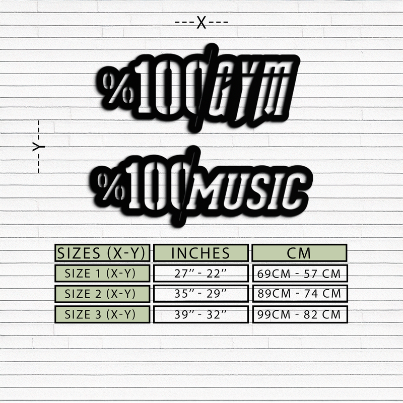 %100 Gym & Music Metal Wall Art - Fitness & Music Enthusiast Decor - KAF091 by Enova Art