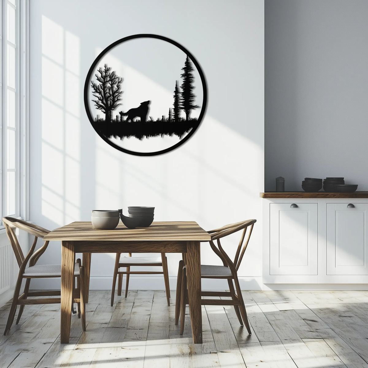 Howling Wolf Metal Wall Art - Rustic Nature-Inspired Steel Decor - KAF092 by Enova Art