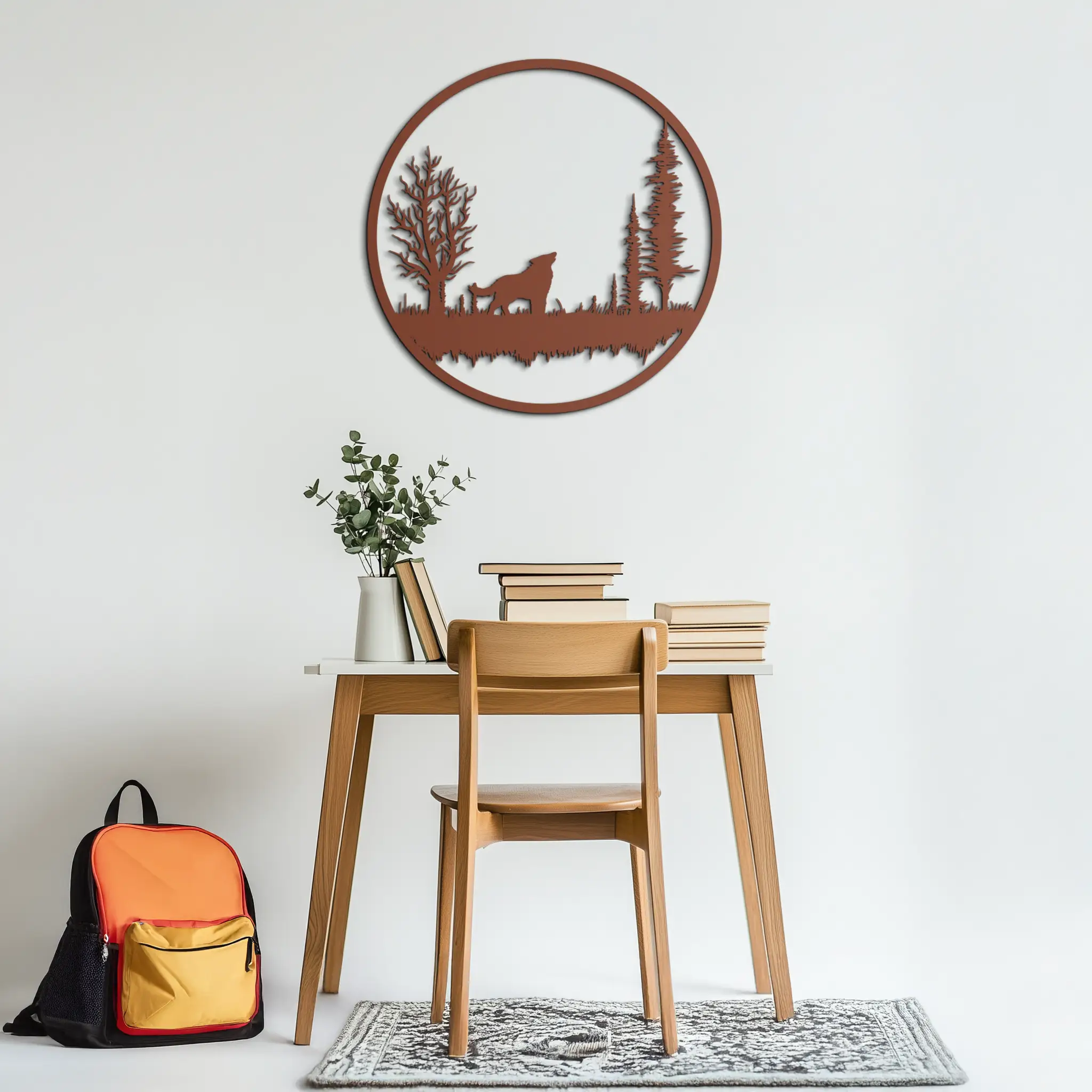 Howling Wolf Metal Wall Art - Rustic Nature-Inspired Steel Decor - KAF092 by Enova Art
