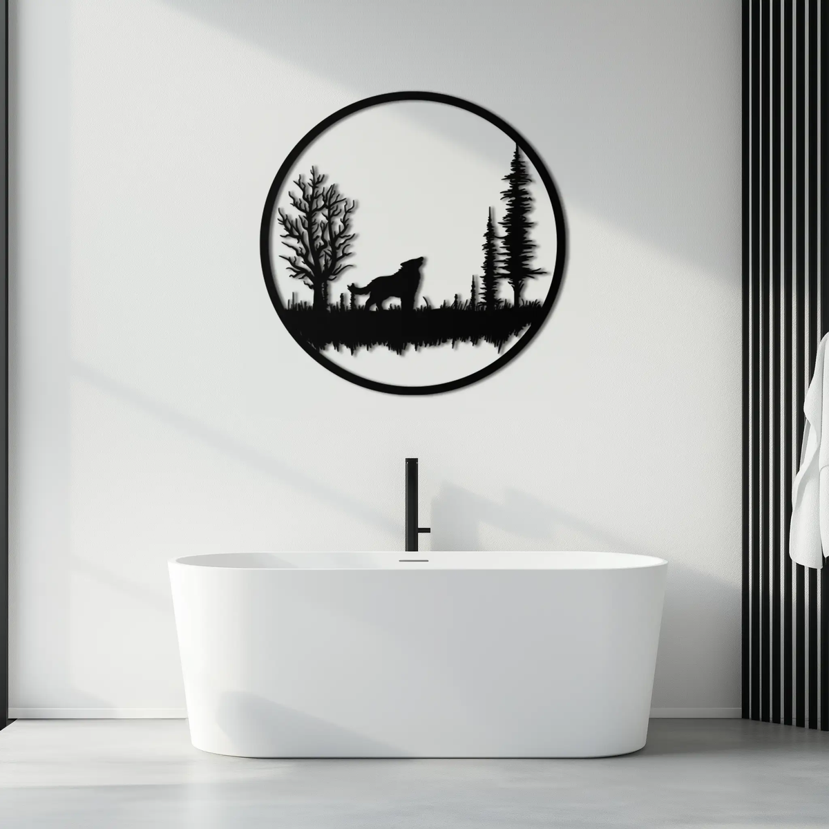 Howling Wolf Metal Wall Art - Rustic Nature-Inspired Steel Decor - KAF092 by Enova Art