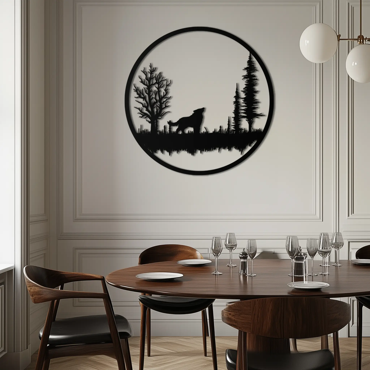 Howling Wolf Metal Wall Art - Rustic Nature-Inspired Steel Decor - KAF092 by Enova Art