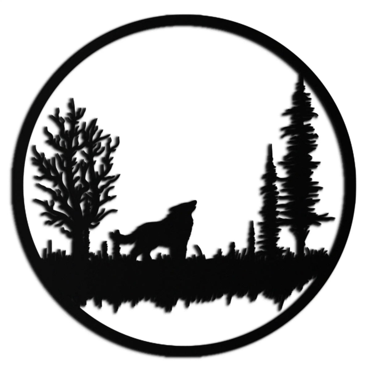 Howling Wolf Metal Wall Art - Rustic Nature-Inspired Steel Decor - KAF092 by Enova Art