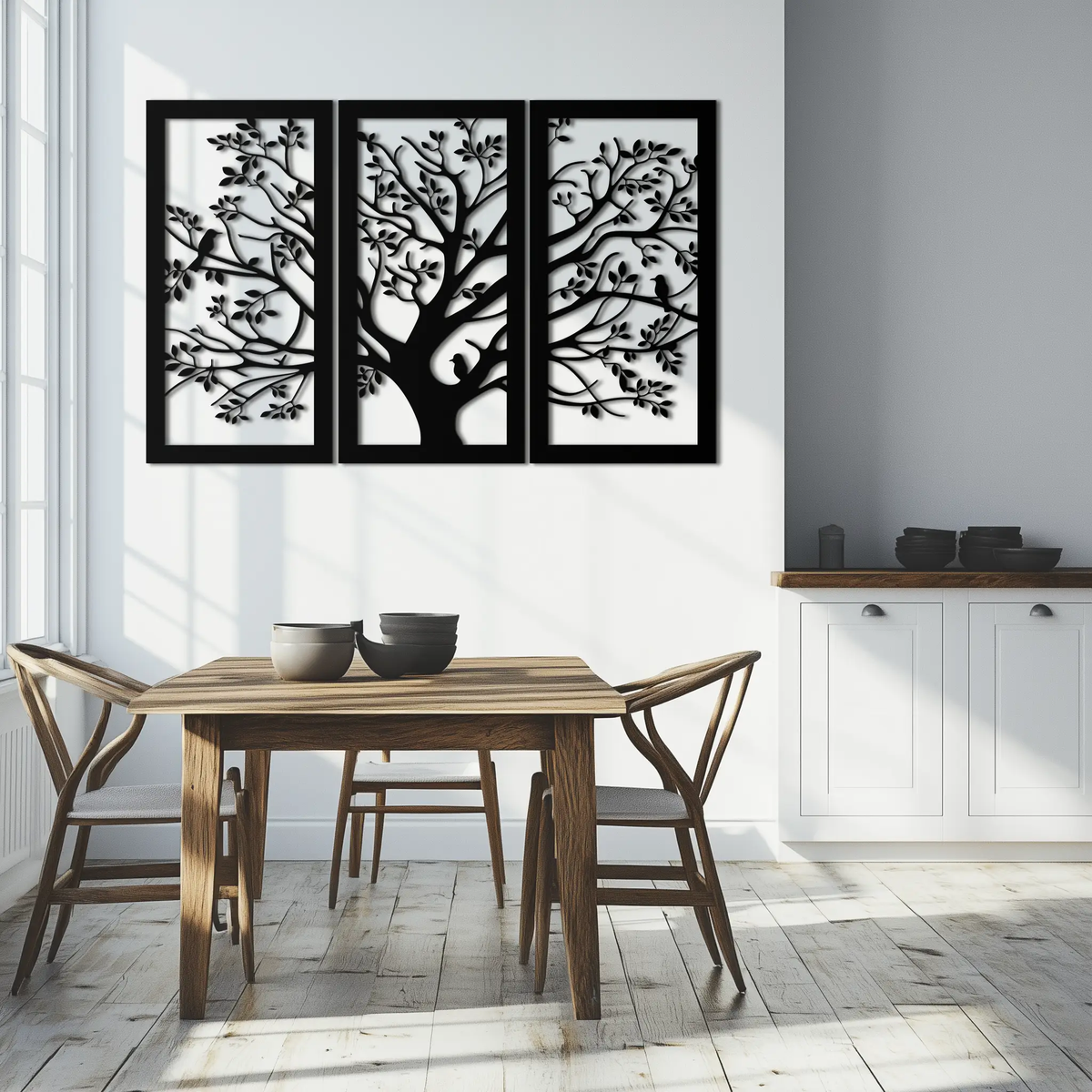 Tree of Life Metal Wall Art - 3-Piece Nature-Inspired Steel Decor - KAF093 by Enova Art