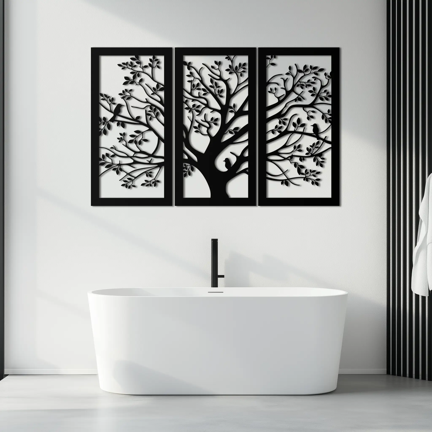 Tree of Life Metal Wall Art - 3-Piece Nature-Inspired Steel Decor - KAF093 by Enova Art